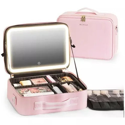 Organiza, protege y luce radiante ✨ COSMETIQUERA CON ESPEJO LED