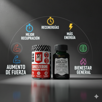 2x1: TURKESTERONE + SHILAJIT — Potencia Natural Masculina