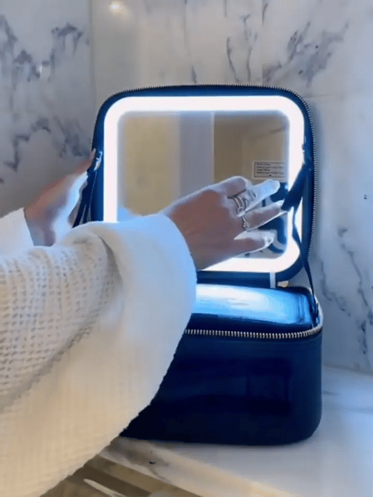 Organiza, protege y luce radiante ✨ COSMETIQUERA CON ESPEJO LED