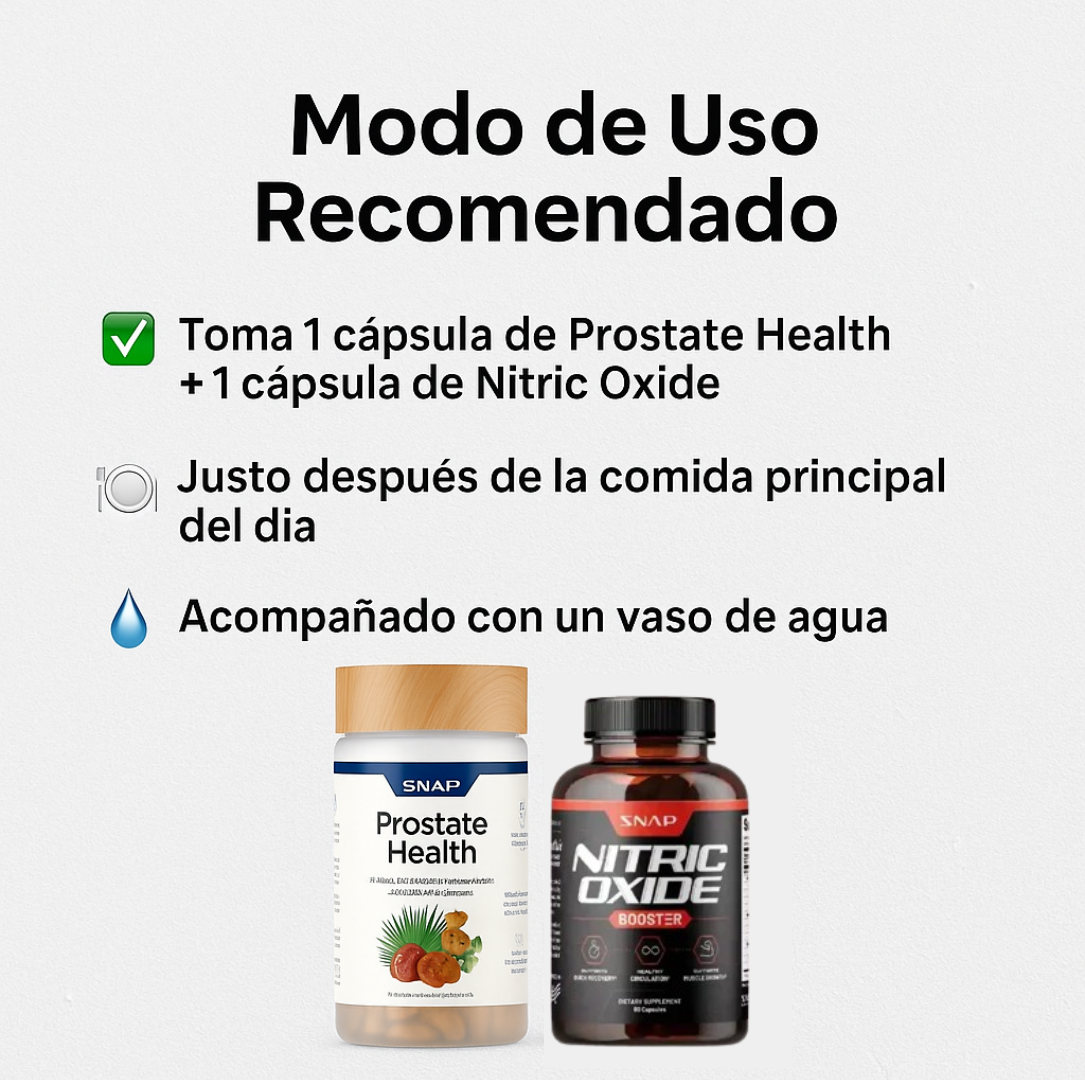 PROSTATE HEALTH + NITRIC OXIDE, Refuerza tu bienestar masculina de forma natural