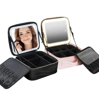 Organiza, protege y luce radiante ✨ COSMETIQUERA CON ESPEJO LED